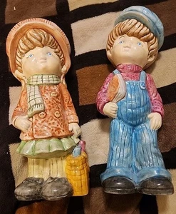 VTG 1978 Ceramic Boy & Girl Figurine Schoolbooks 10” Studio Art Hand Painted K - Picture 1 of 17