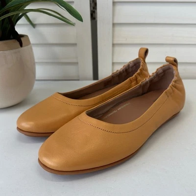 Zapato plano de ballet Fitflop Allegro de cuero elástico amarillo brillante talla EE. UU. 7,5 Foto 1 de 4