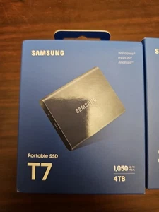 Samsung T7 Portable SSD 4TB, 1050MB/S External. New-Factory Sealed - Afbeelding 1 van 4