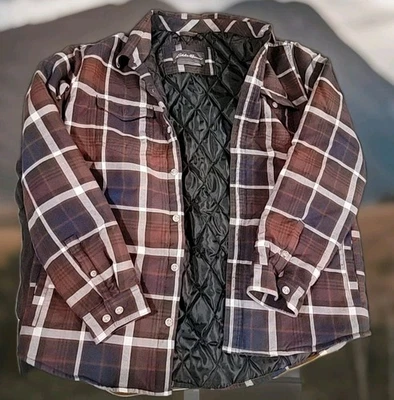 Chaqueta Eddie Bauer Para Hombres T2XL Marrón Botón Franela Tareas Abrigo Exterior Forrado Foto 1 de 4