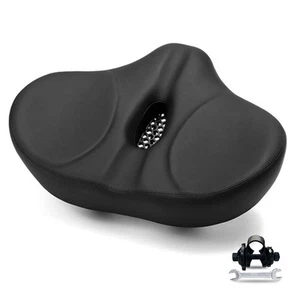Oversized 14.8in Wide Bike Seats for Women & Men Comfort, Leather, Black, Uni... - Picture 1 of 6