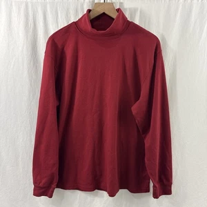L.L. Bean Herren (L) Langarm Mock Rollkragen Shirt Burgund Weich Baumwollmischung - Bild 1 von 11