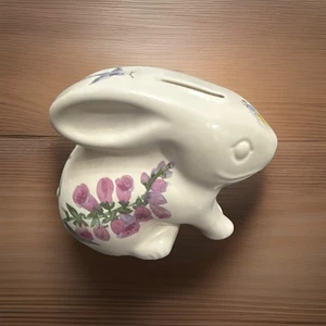 Pfaltzgraff Lindo Conejo Conejo Cerámica Banco Flores Pájaro 5” Alto - Imagen 1 de 5