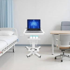 Medizinischer Laptop Arbeitsplatz Wagen mit Scanner Halter Aufbewahrung für Krankenhaus Klinik - Bild 1 von 13