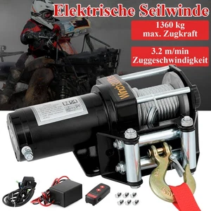 Elektrische Seilwinde bis 1360KG Motorwinde Offroadwinde Elektrowinde 900W NEU - Bild 1 von 12