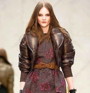 $4,995 RUNWAY Burberry Prorsum 4 6 38 Leather Down Bomber Jacket Women Lady Gift - Picture 1 of 9