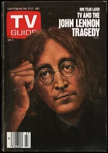 NOVEMBER 21-27 1981 TV GUIDE, TV AND THE JOHN LENNON TRAGEDY, NO MAILING LABEL - Picture 1 of 1