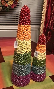 SALZBURG CREATIONS SET/2 NWT RAINBOW CRYSTAL BEADED CHRISTMAS TREES LG & M - Picture 1 of 9