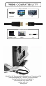 Mini DP to DisplayPort Cable Lead UK 1.8M (Apple Thunderbolt Socket Compatible) - Picture 1 of 7