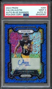 FB - 2023 Prizm - #255 - Calvin Austin - Blue Shimmer - 10/25 - PSA 9 - Picture 1 of 2