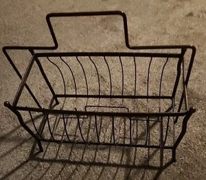 Vintage MCM MAGAZINE RACK BRONZE COLORED Metal Sturdy Mid Century Modern Retro - Picture 1 of 6
