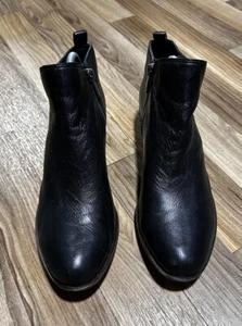 Lucky Brand Womens Leather Almond Toe Ankle Zip Boots Booties Black Size 8M - Picture 1 of 9