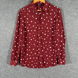 New Look Shirt Womens 12 Maternity Red Blouse Button Up City Corporate Career Z1 - Picture 1 of 10