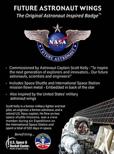 FUTURE ASTRONAUT WINGS -FLOWN METAL-NASA-SCOTT KELLEY SHUTTLE ISS Silver PIN - Picture 1 of 7