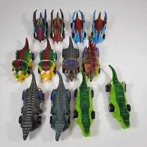 Dinosaur Toy Vehicles Lot of 12 Regular and Pullback Friction Cars Dinos - Picture 1 of 5