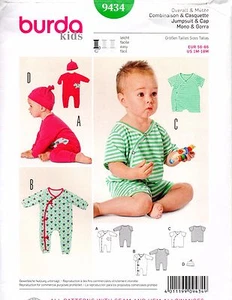 Burda Kids Sewing Pattern 9434 Baby Jumpsuit Romper Cap Size US 1M-18M - Picture 1 of 2