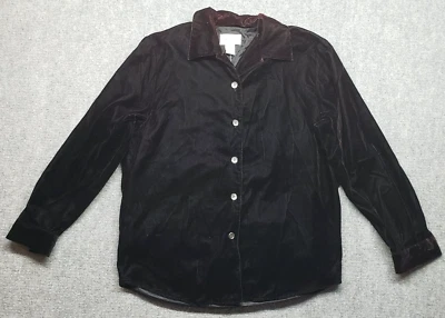 London Fog Button Jacket & Vest Womens PL Black Velvet Red Tint Full Button New - Image 1 of 4