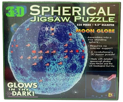 Vintage 1997 3D Spherical Jigsaw Puzzle Moon Globe 530 Pieces Brand NEW Sealed - Image 1 of 4