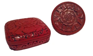 2 Chinese Cinnabar Covered Boxes - Picture 1 of 5