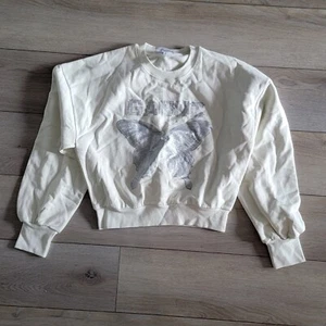 Ganni Felpa Maglia Maglione Donna Argento Farfalla Off White Taglia XS - Foto 1 di 12