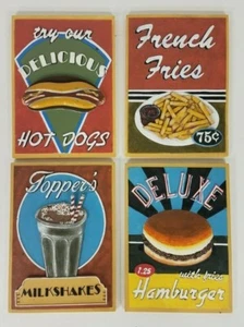 Juego de 4 placas colgantes de pared 3D decoración de comedor hamburguesa hamburguesa batidos papas fritas - Imagen 1 de 9