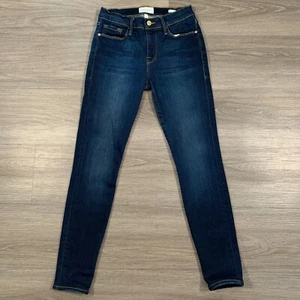 Rahmenjeans Damen Größe 26x27 Le Skinny de Jeanne Stretch dunkel gewaschen mittlerer Anstieg - Bild 1 von 12