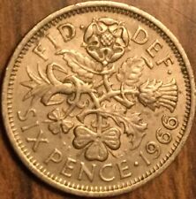 1966 UK GB GREAT BRITAIN SIXPENCE COIN