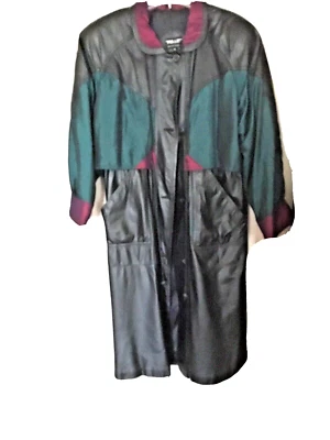 ** Отличное состояние ** женщины Pelle черный кожаный плащ размер Med - Изображение 1 из 2