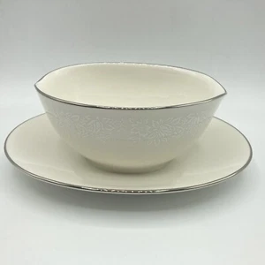 Vtg Noritake Japan Ambrosia Ivory Rose China 7567 Gravy Boat Attached Underplate - Picture 1 of 7