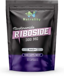Nutrality Nicotinamide Riboside Supplement, 300 mg. NAD+ 30 Capsules