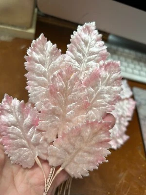 sombrerería vintage años 40 terciopelo hojas bebé rosa 1 spray hecho en Alemania Foto 1 de 4