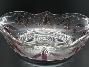 EAPG US Glass Co Rose Stain Delaware Pattern Master Berry Oval Fruit Bowl 11.5" - Picture 1 of 8