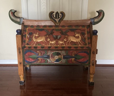 Antique 19th C. Balinese Hand Carved Dowery /Hope Chest Cover