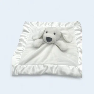 Nuby Puppy Dog Security Blanket White with Gray Eyes Nose Plush Lovey Clean - Picture 1 of 10