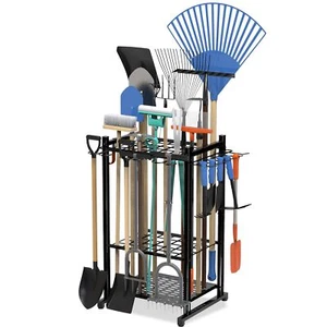 Garden Tool Organizer With Storage Hooks Yard Tool Tower Rack For Garage Organiz - Picture 1 of 8