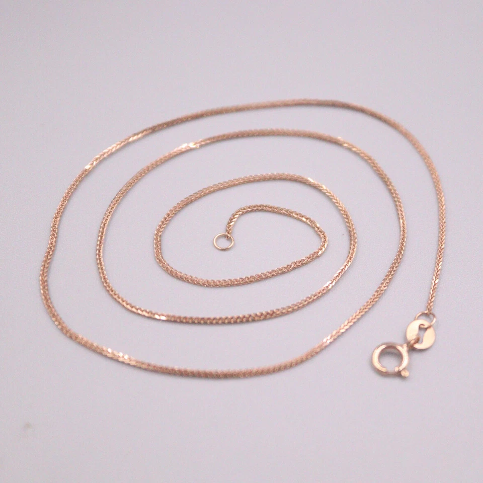 Real Au750 Pure 18K Rose Gold Chain 0.8mm Wheat Link Necklace 1.4-1.6g 17.9inch Foto 1 de 4