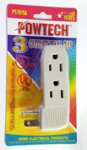 ADAPTADOR DE CORRIENTE LATERAL GRIFO DE PARED DE 3 SALIDAS UL CONECTADO A TIERRA 3 VÍAS ELÉCTRICO - Imagen 1 de 4