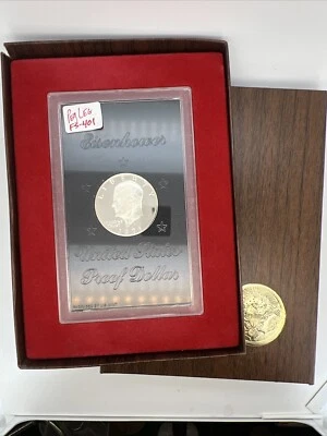 Camafeo a prueba Eisenhower 1971-S 'Peg-Leg R' (FS-401) plateado $1 en caja 'Brown Ike' Foto 1 de 4