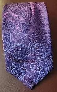 Corbata de cuello GEOFFREY BEENE púrpura cachemira rosa azul poliéster estrecho - Imagen 1 de 5