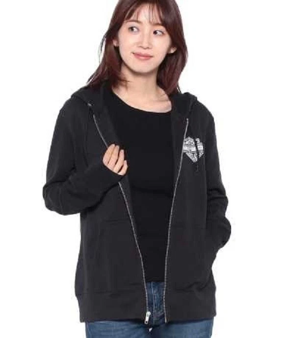 Women's HARLEY-DAVIDSON Special Racer Font Zip Front Hoodie Black 99007-23VW SM