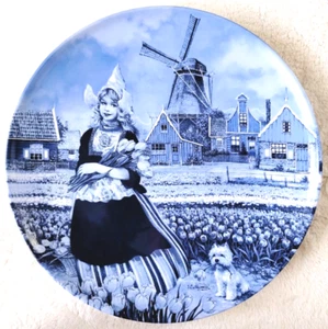 Delftware 9.5in Plate Ter Steege JC van Hunnik Dutch Maiden, Tulips, Windmill - Picture 1 of 8