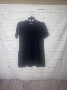 Eileen Fisher Women’s T-Shirt Dresss Sz S Black Short Sleeve V Neck Pockets - Picture 1 of 12