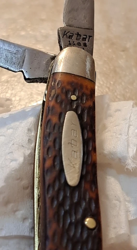复古 20 世纪 60 年代 Kabar 1108 美国 3 刀片口袋刀 — 第 1/4 张图片