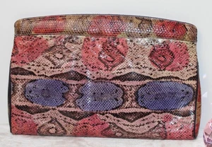 Bags By Varon Blue Black Pink Snakeskin Shoulder Bag Clutch - Picture 1 of 13