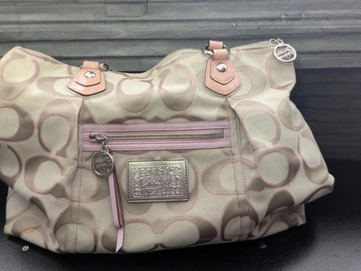 Bolso de hombro grande de lona y cuero COACH Poppy Foto 1 de 4