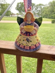 Handpainted Angel RAINY DAY FUND Coin Bank Colorful Ceramic Plug 7.5” X6 Happy - Picture 1 of 15