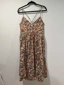 J. Crew Liberty Fabric Midi Dress Womens 12 Thorpe Floral Travel Vacation Resort - Picture 1 of 5