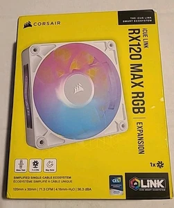 CORSAIR - Ventilateur d'extension pour ordinateur iCUE LINK RX120 Max RGB 120/30mm - Blanc - Photo 1/4