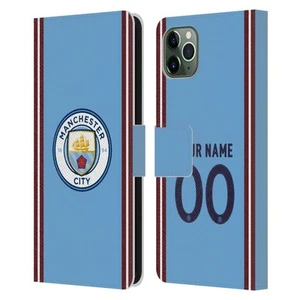 CUSTOM MANCHESTER CITY FC 2022/23 BADGE KIT LEATHER BOOK CASE FOR APPLE iPHONE - Picture 1 of 7