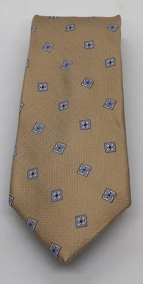 Jos. Corbata de seda A Bank. Corbata para hombre color tostado diseño floral azul y blanco. 60" x 3,5" Foto 1 de 4